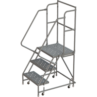 Escabeaux roulants &agrave; dessus profond, 3 marches, Largeur de la marche 16", Hauteur de la plateforme 30", Acier Solutions industrielles ALPHA