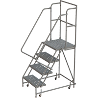 Escabeaux roulants &agrave; dessus profond, 4 marches, Largeur de la marche 16", Hauteur de la plateforme 40", Acier Solutions industrielles ALPHA