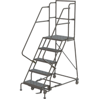 Escabeaux roulants &agrave; dessus profond, 5 marches, Largeur de la marche 16", Hauteur de la plateforme 50", Acier Solutions industrielles ALPHA