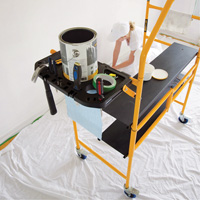 nsemble d'&eacute;chafaudage &agrave; montant de s&eacute;curit&eacute; & tablette pour outils de 4' Jobsite Series, Cadre Acier, 49-1/2" p x 57-3/4" h Solutions industrielles ALPHA