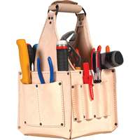 Porte-outils pour &eacute;lectricien et travaux d'entretien, Cuir, 17 pochettes, Beige Solutions industrielles ALPHA