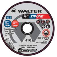 Meule &agrave; tronçonner Zip One, 5" x 1/32", Arbre de 7/8", Type 1, Alumine de zirconium, 12 200 Tr/min Solutions industrielles ALPHA
