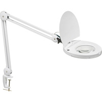 Lampe loupe DEL avec support en A, Dioptrie 3, Ampoule DEL, Bras de 47", Pinces serre-joints, Blanc Solutions industrielles ALPHA