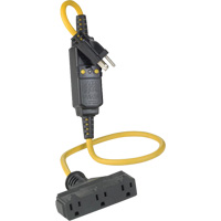 Rallonge et connecteur DDFT en ligne &agrave; trois branchements, 120 V, 15 A, Cordon de 3' Solutions industrielles ALPHA