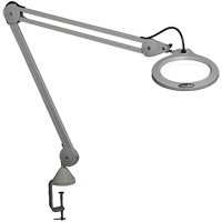Lampe grossissante, Dioptrie 5, Ampoule DEL, Bras de 45", Pinces serre-joints, Gris Solutions industrielles ALPHA